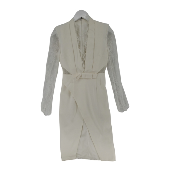 Unbranded Bridal Dress Deep V Neck Sheer Sleeves Size Small Side Cutouts - Picture 1 of 13